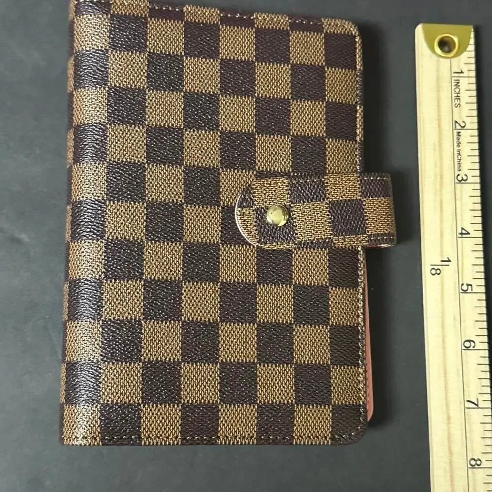 Brown and beige checkered monogram
